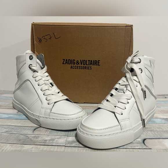 Zadig & Voltaire Shoes - Zadig & Voltaire High Flash White Leather Platform Sneakers